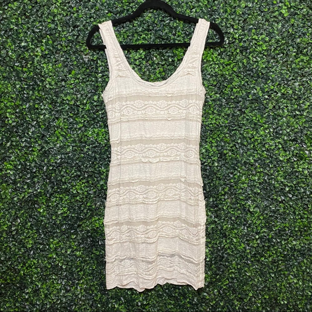 Cream Crochet Fitted Dress by “Willow & Clay”